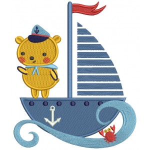 Little Bear Sailor Filled Machine Embroidery Design Digitized Pattern